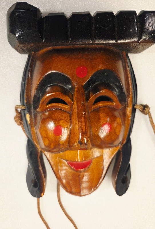 Korean Hahoe Bride Folk Art Hand Carved Wooden Face Mask Wall Decor gallery