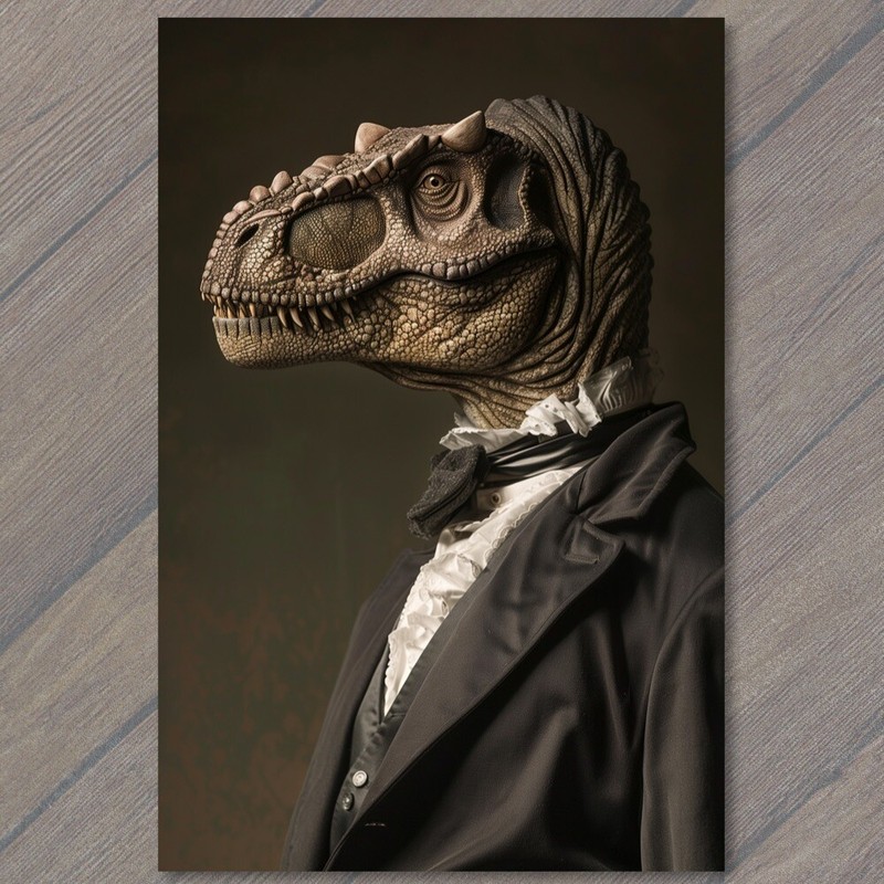 Art Print Dinosaur Dressed As Abraham Lincoln Dapper Funny Strange Weird Unusual
