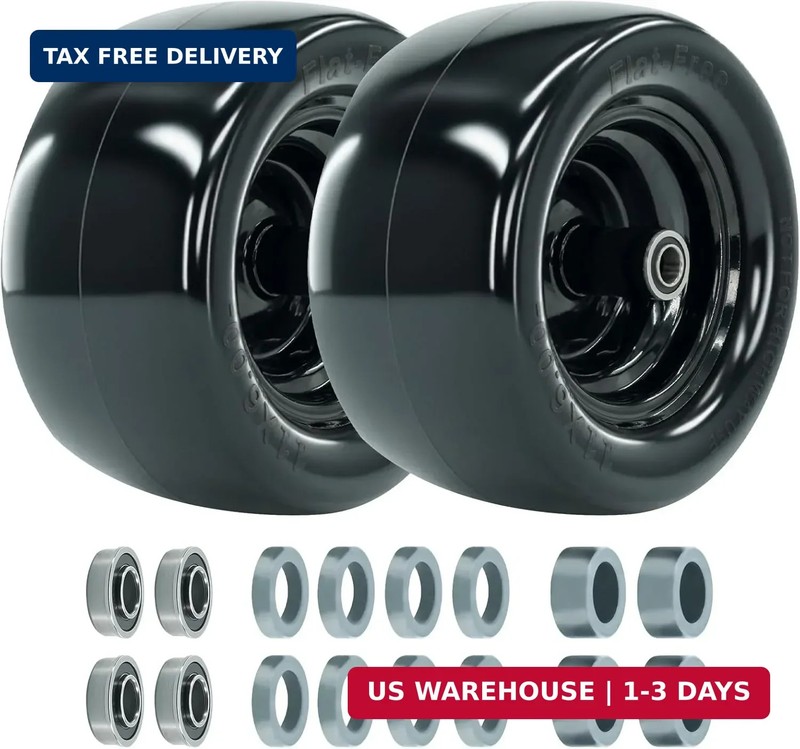 11×6.00-5″ Tires for Zero Turn Mower, Flat Free Tires with 3/4″ & 5/8″ Bearings,