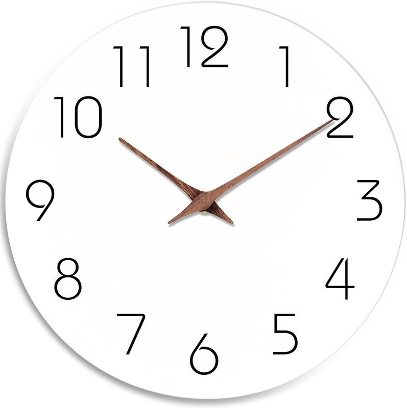Wall Clock Battery Operated 8 Inch White Silent Non Ticking Simple Minimalist Wo