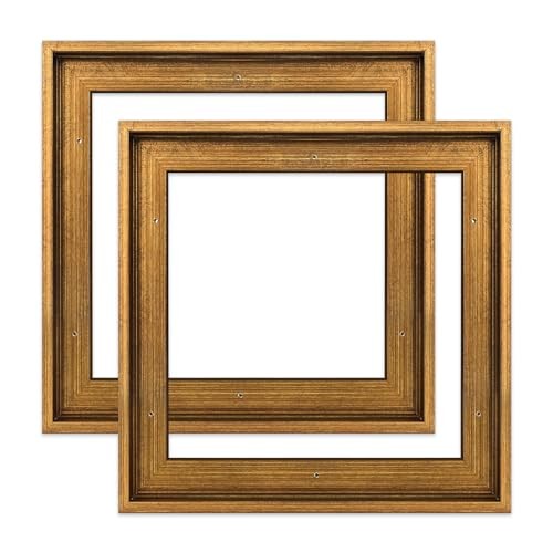 Canvas Floater Frame for 8×8 Prints or Oil Paintings, 2 Pack 8×8″ Vintage Gold