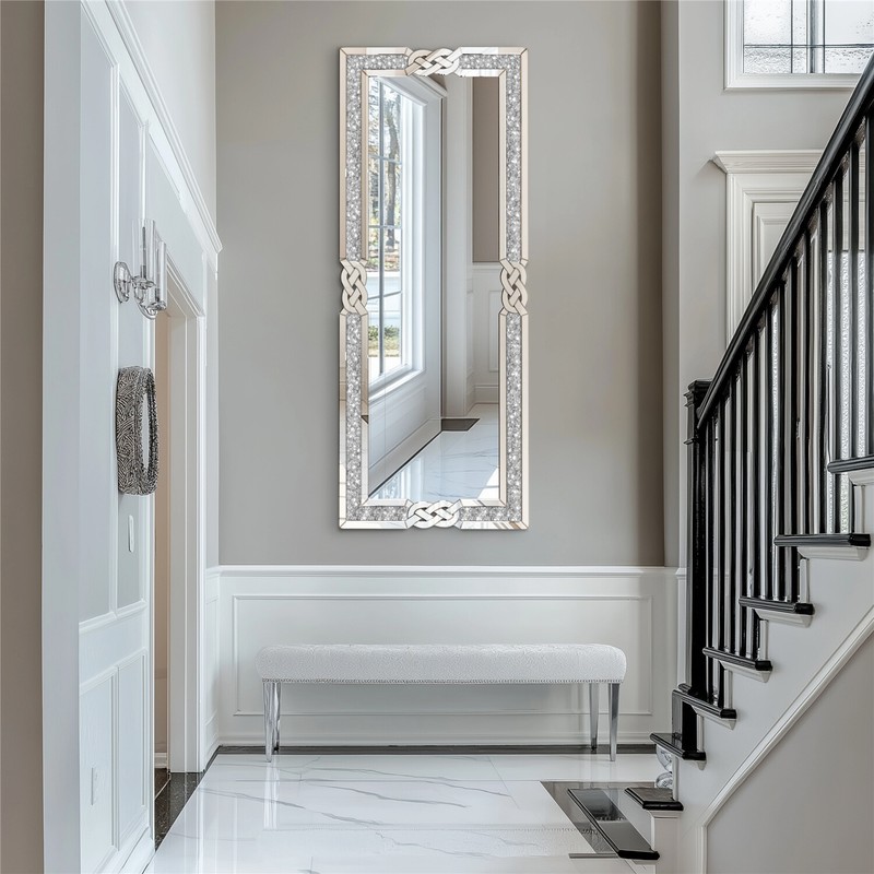 Full Length Mirror Dressing Standing Hanging Rectangle Floor Mirror Crystal 63" gallery