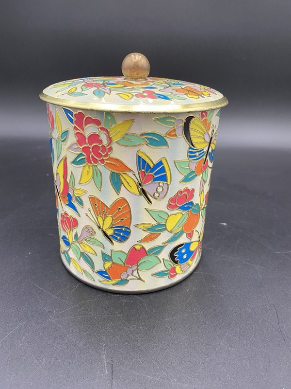 Vintage MCM Decorative Floral Daher Metal Tin Made In England Retro