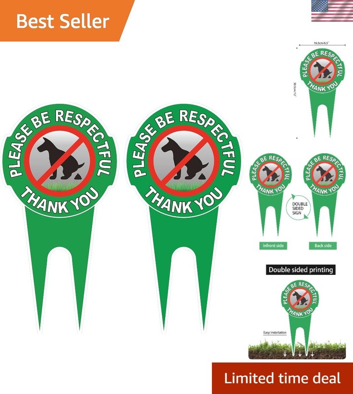 Eco-Friendly Aluminum 2 Pack No Poop Signs - 12" x 6" Easy Install with Stakes