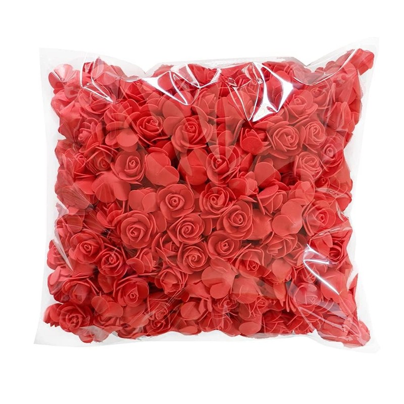 100 PCS Red Artificial Foam Roses 1.38 Inch Bulk Flowers For DIY Crafts