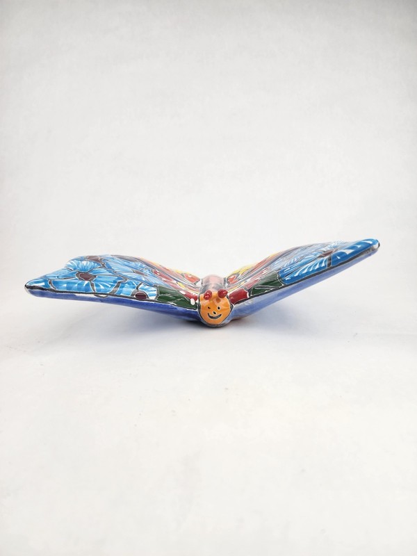 Sky Blue & Yellow Talavera Style Butterfly Handcrafted Mexican Folk Art Décor gallery