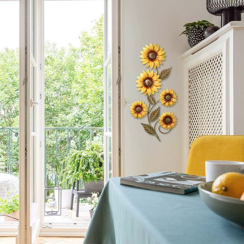Metal Sunflower Wall Decorations Garden Wall Art Outdoor Indoors Floral Decor TL gallery
