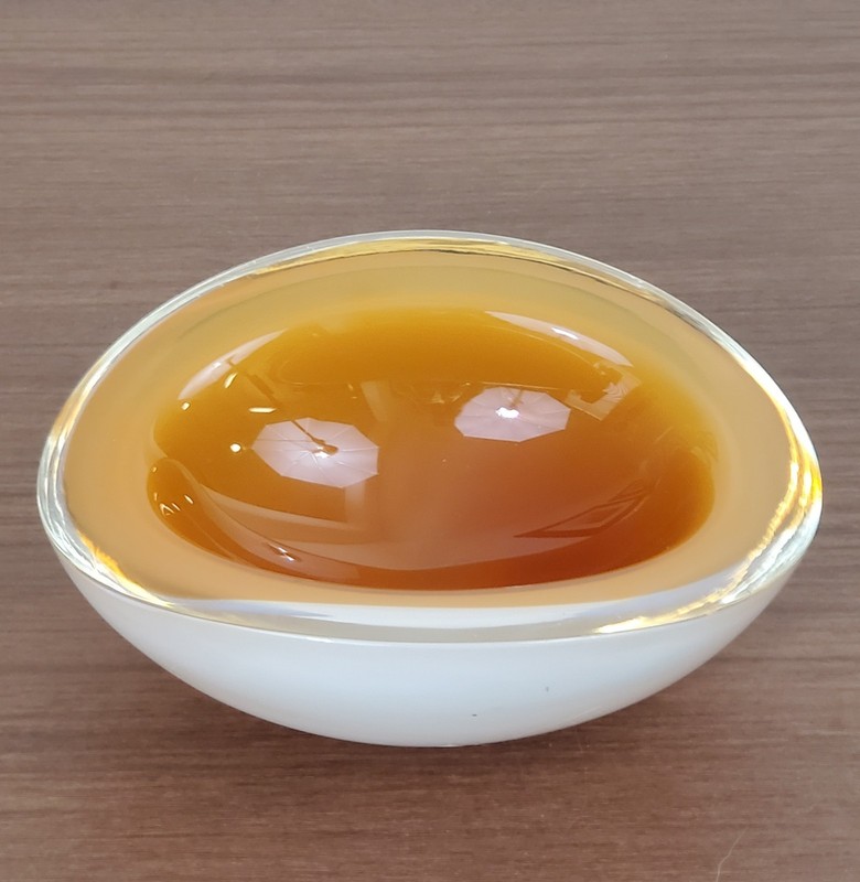 ARCHIMEDE SEGUSO VTG Murano Art Glass Bowl Trinket Dish White Amber Blue Purple gallery