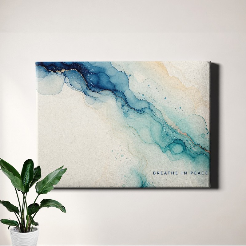 Teal indigo alcohol ink abstract gradient Poster Print