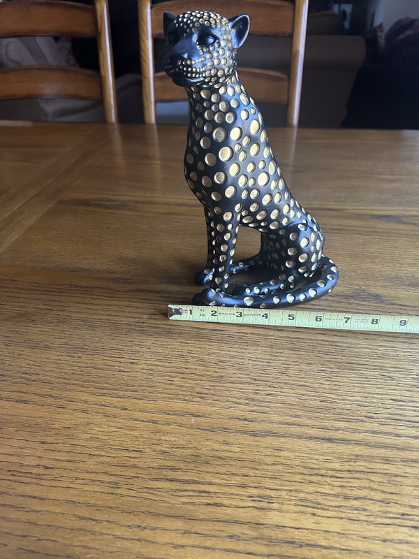 Black & Gold Leopard Sculpture - Resin Animal Statue, Polka Dot Décor gallery