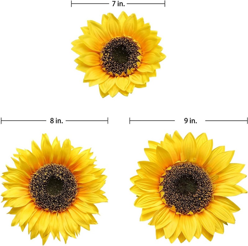 Large Sunflowers Artificial Flowers 9" Full Bloom Long Stem Artificial Sunflower gallery