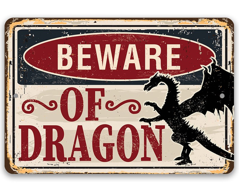Metal Sign – Beware Of Dragon – Indoor/Outdoor – For Exotic Animal Lovers