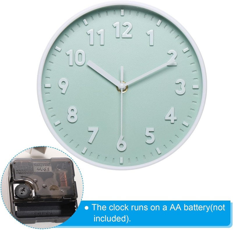 PATIKIL 8 Inch Wall Clock, 3D Number Quartz Battery Operated Silent Non-Ticking gallery