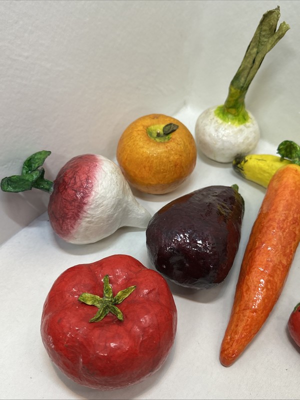 11 Vintage MCM Paper Mache Lot Variety Fruits Vegetables Lifesize Decor Prop gallery