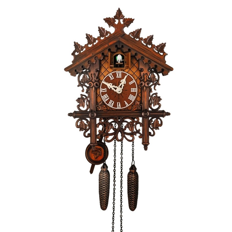 Cuckoo Wall Clock Vintage Wooden Style Hanging Bird Quartz Clock Home Room Decor