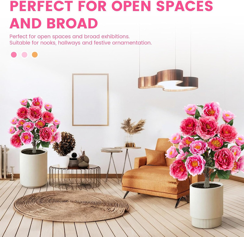 2 Pack 36" UV Resistant Artificial Peonies for Indoor/Outdoor Decor - Champagne gallery