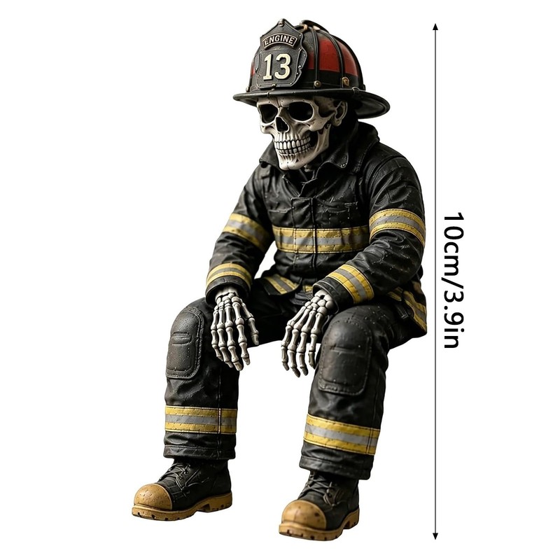 Firefighter Skull Resin Statuette Desktop Ornament,Halloween And Themed Display gallery
