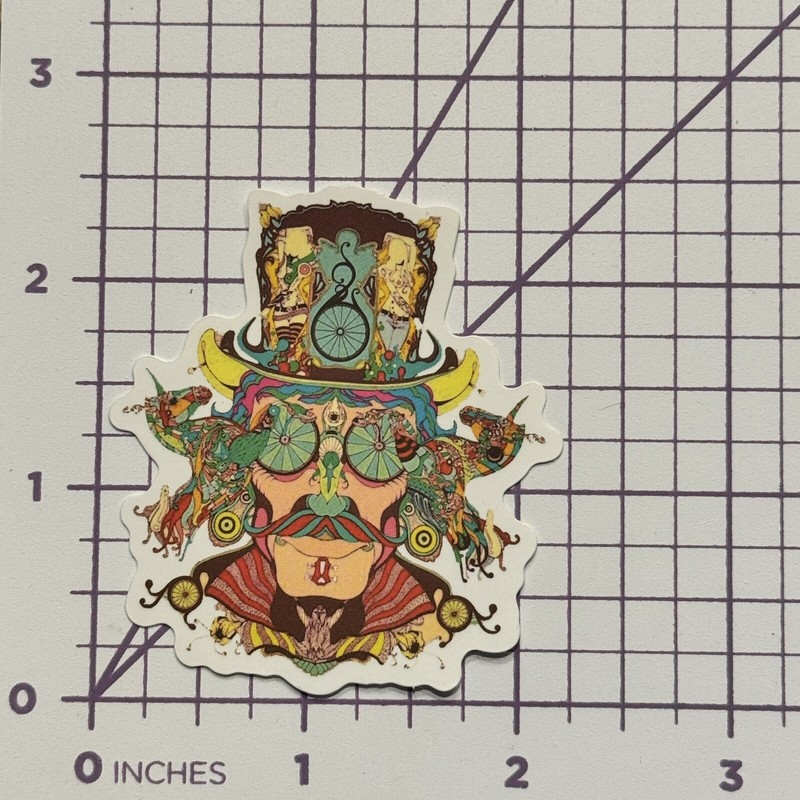 Hippie Trippy Dude In Glasses- Vinyl Decal Sticker Bomb Alice In Wonderland