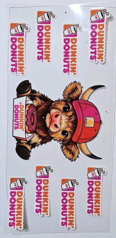 Dunkin Cow UV DTF Transfer Sticker Wrap Tumbler UVDTF BUY 10+ GET COMBINED SHIP