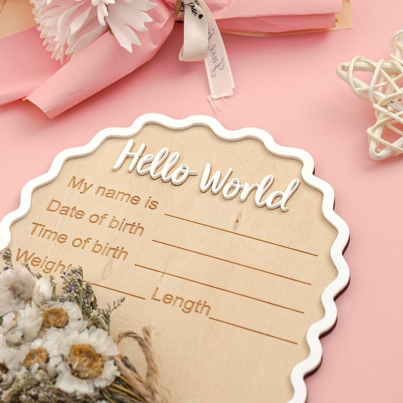 Daisy Newborn Announcement Sign - Baby Hospital Photo Prop Wooden Board Card ... gallery