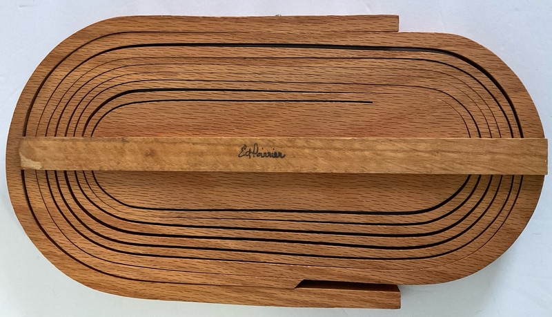 Handmade Collapsible WOODEN BASKET_13 1/2" x 6 5/8" x 7/8"(11' w/ handle)_Signed gallery