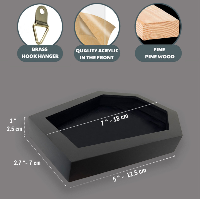Empty Coffin Shadow Box Frame with Acrylic Front Deep Display Case Wall Hanging