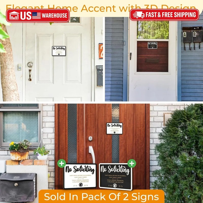Woodamore Funny No Soliciting Sign For House Door - Small No Soliciting Sign For gallery