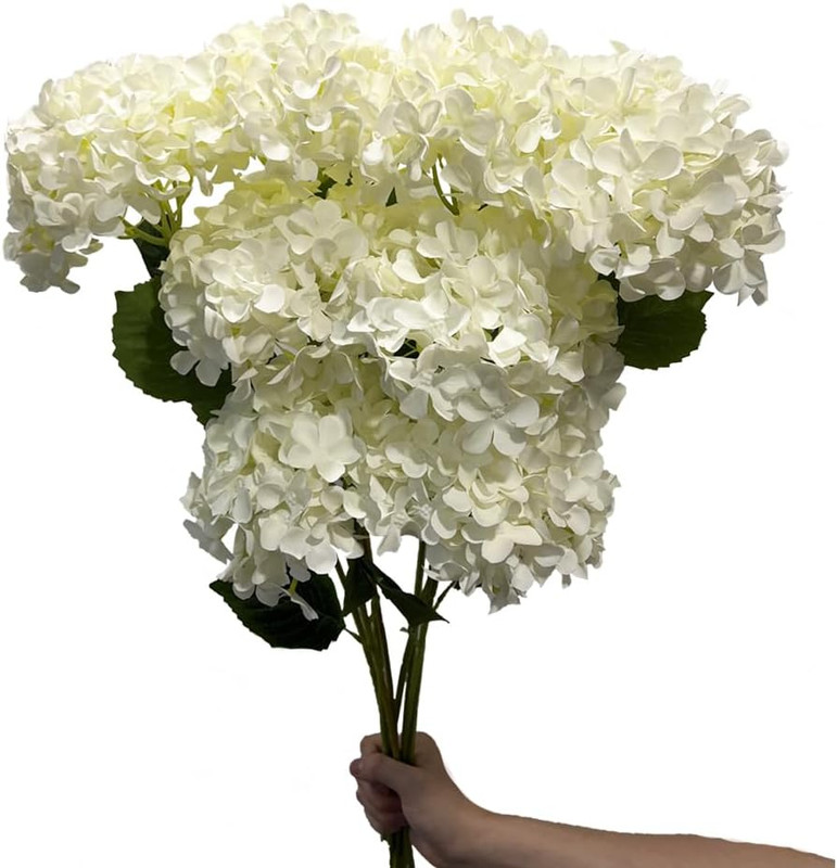 8Pcs White Hydrangea Artificial Flowers 27.57" Large Realistic Single Long Stem gallery