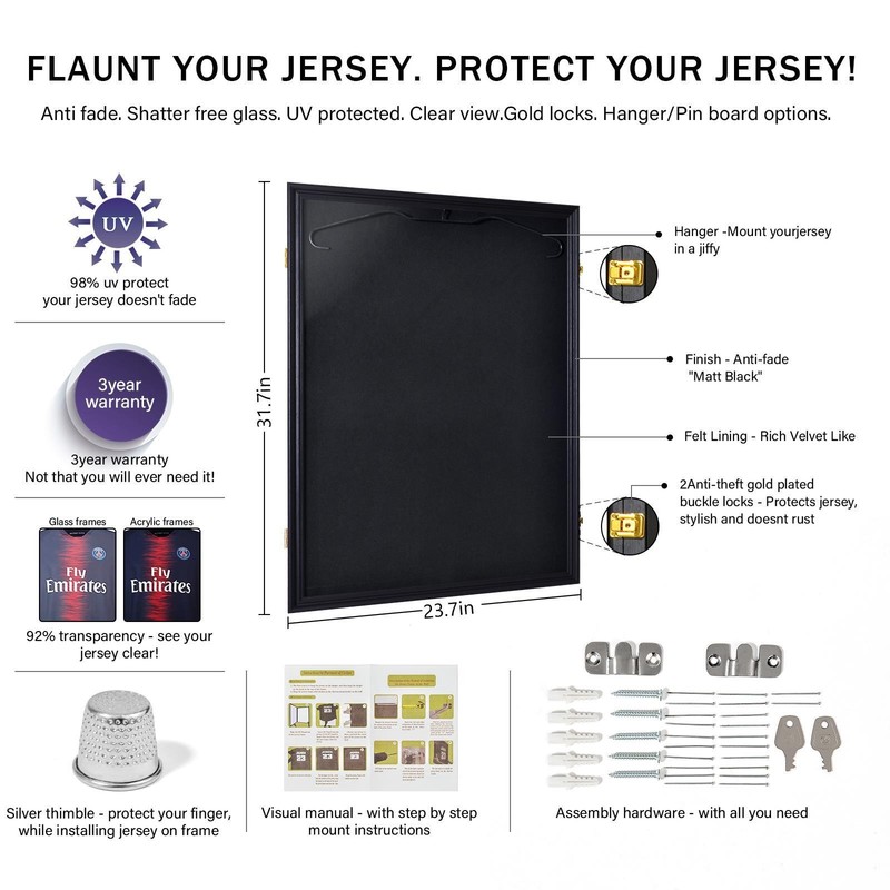 Jersey Display Frame Case Large Lockable Frames PRO UV Football Basketball