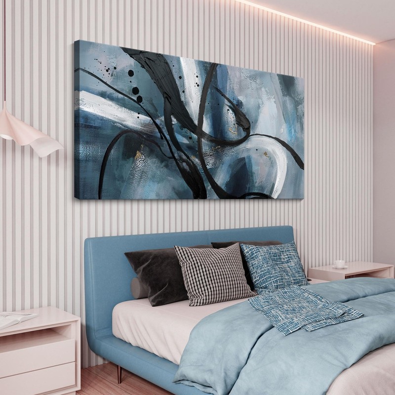 Abstract Canvas Wall Art Black And White Graffiti Lines Simple Art Modern Abs... gallery