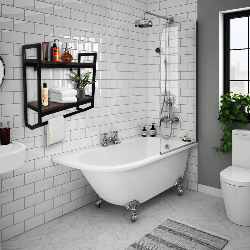 2-Tier Industrial Bathroom Shelf 23.6 Inch, Wall Mount Floating Storage Shelf gallery
