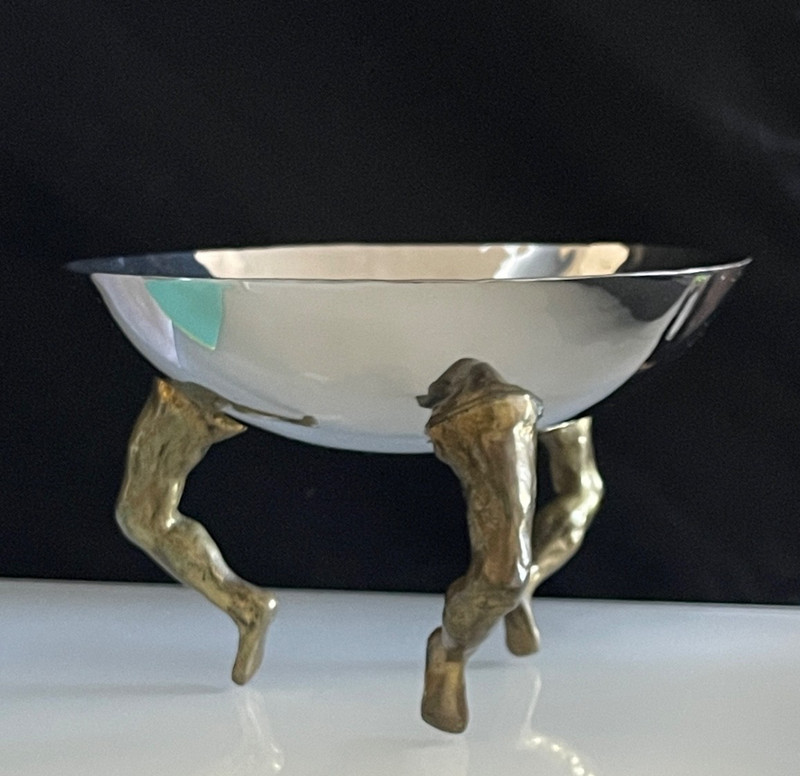 Michael Arams Three Footed Leg Bowl Stainless Steel Bronze Legs gallery