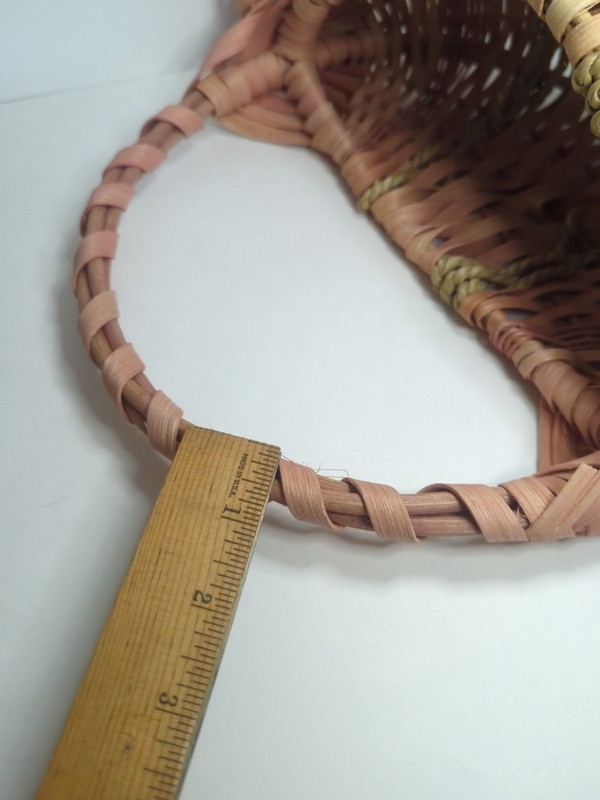Vintage Woven Wicker Ratan Wall Hanging Basket Planter Boho Folk Art Pink gallery