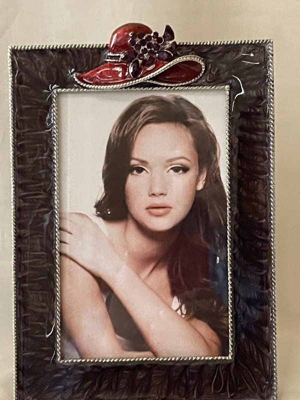 Jeweled Red Hat Picture Frame. Hand Painted Enamel & Swarovski Crystal gallery