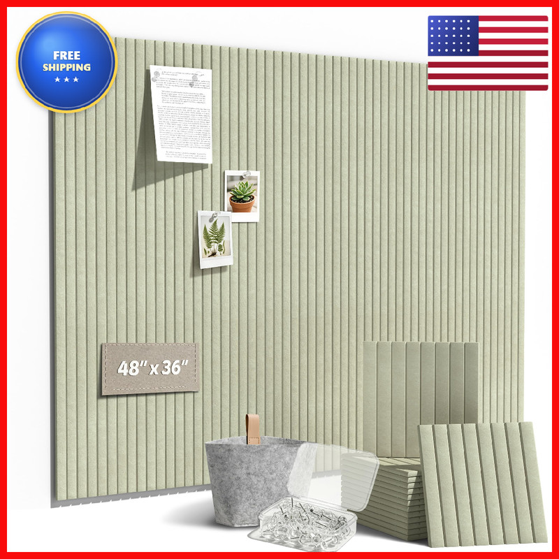 Janasse Large Felt Bulletin Board 48X36 Cork Board For Office – Sage Green
