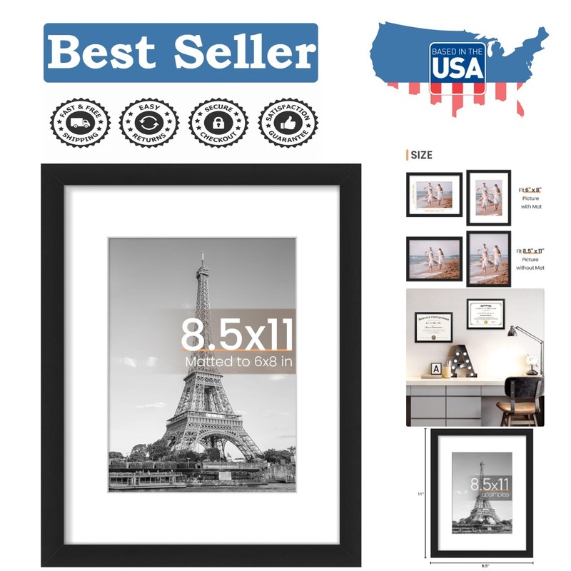 Versatile Black Picture Frame 8.5×11 – Perfect for Gifts on Special Occasions