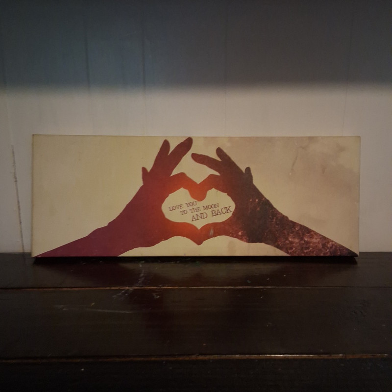 Canvas wall art Love You to the Moon and Back Heart Hands Sign
