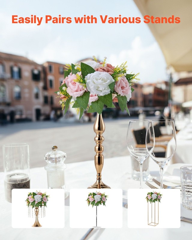 10PCS 9.5in Artificial Flower Ball Centerpieces Pink White Rose Bouquet gallery