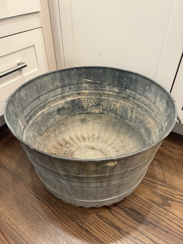 Vintage Galvanized Tin Container with Handles Rustic Farmhouse gallery