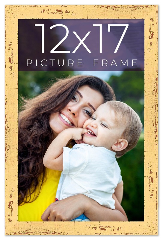12×17 Frame Yellow Real Wood Picture Frame Width 1.25 inches | Interior Frame De
