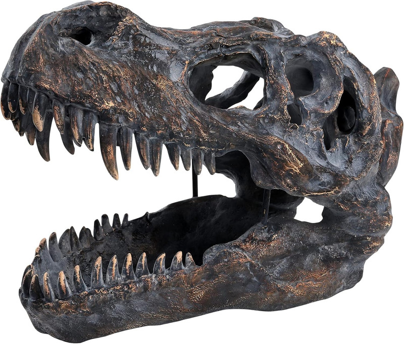 T-Rex Skull Wall-Mounted Dinosaur Head Trophy Faux Taxidermy Wall Statue Fossil
