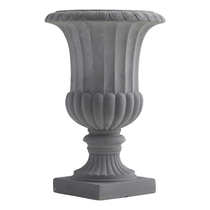 Nearly Natural Indoor/Outdoor 16.5" Fiber Clay Decorative Urn in Gray