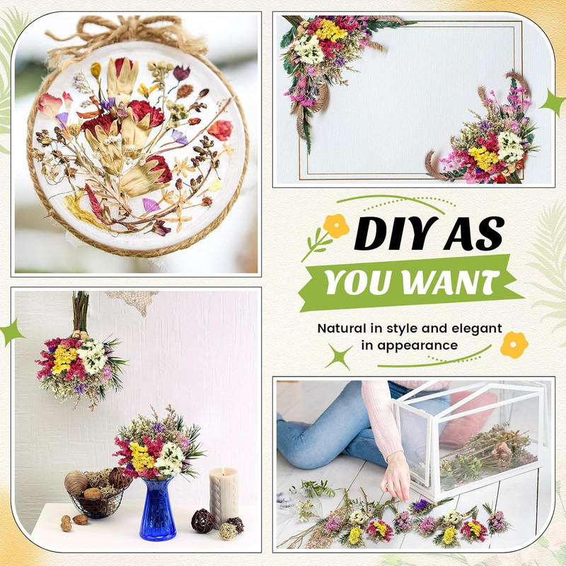 30 Pcs Mini Dried Floral Bouquets with Stem for Vase, Wedding, DIY Decor gallery