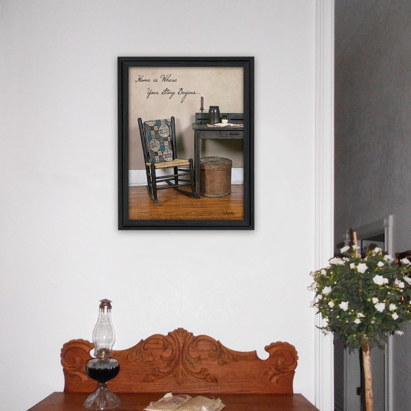 “Home Story” Printed Wall Art Ready To Hang Framed Poster Black Frame 15×19″