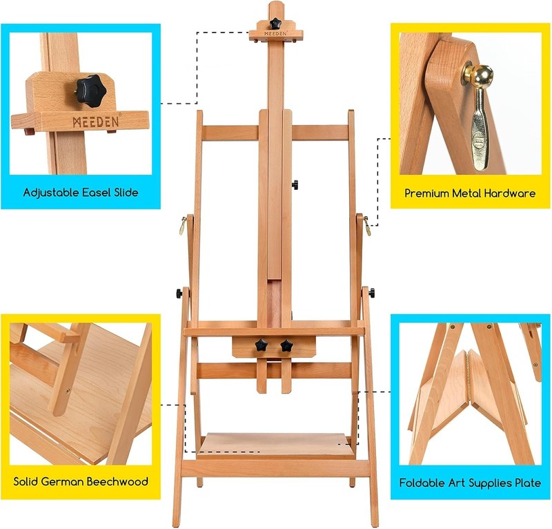 MEN Lar Studio Artist Easel, Adjustable Studio Painting Easel, Solid gallery