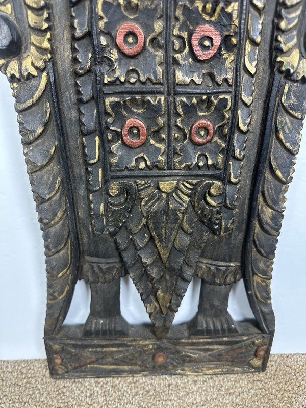 Hand Carved Wooden Balinese Goddess Fertility Wall Panel Gold Painted Ethnic Art gallery
