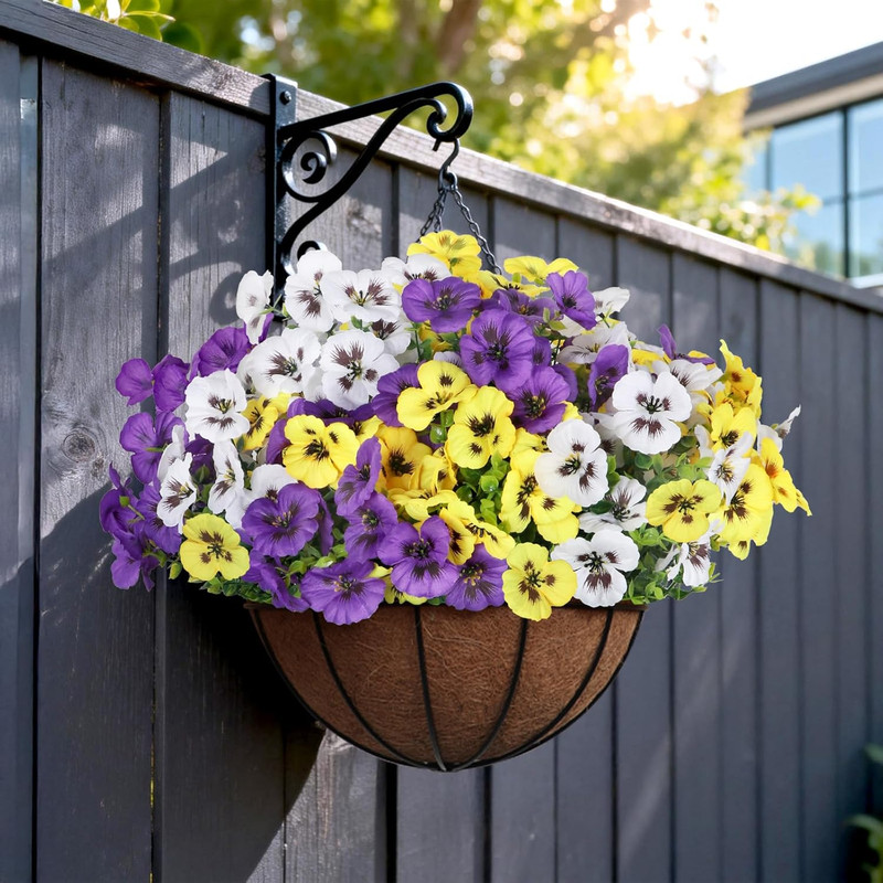 18 Pcs Artificial Flowers for Outdoors, UV Resistant Faux Silk Pansy Flowers, Sp gallery