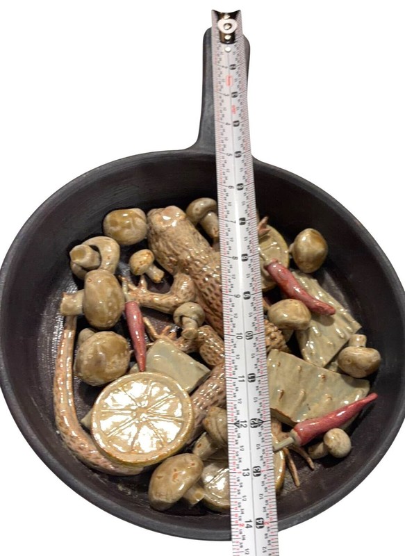 Halldor Hjalmarson Ceramic Food Art Lizard Mushrooms Peppers Citrus 14"L x10"W gallery