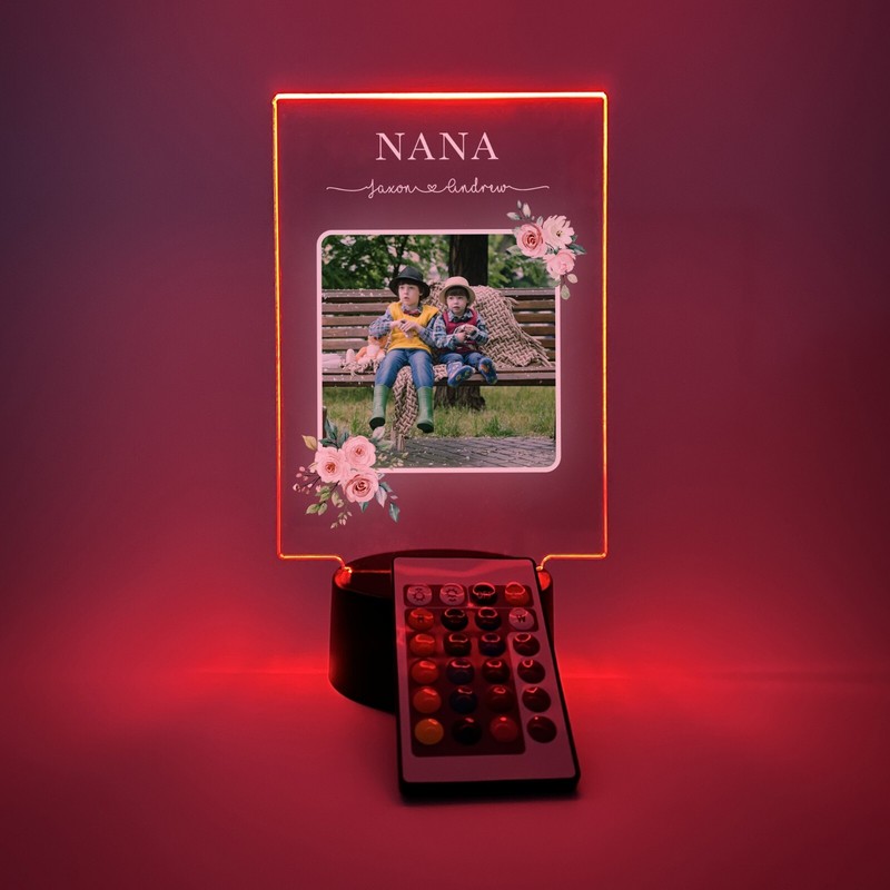 Personalized LED 16 Colors Light Up Flowers Grandma Mother’s Day Home Desk Stand