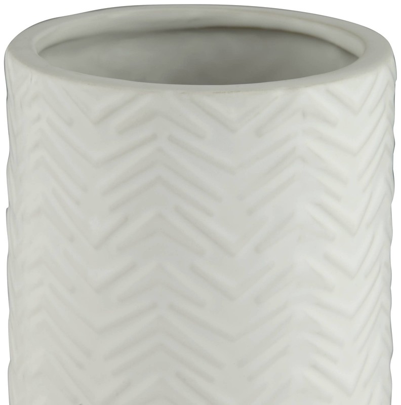 Studio 55D Column 12 1/4" High Handcrafted Modern White Porcelain Vase gallery